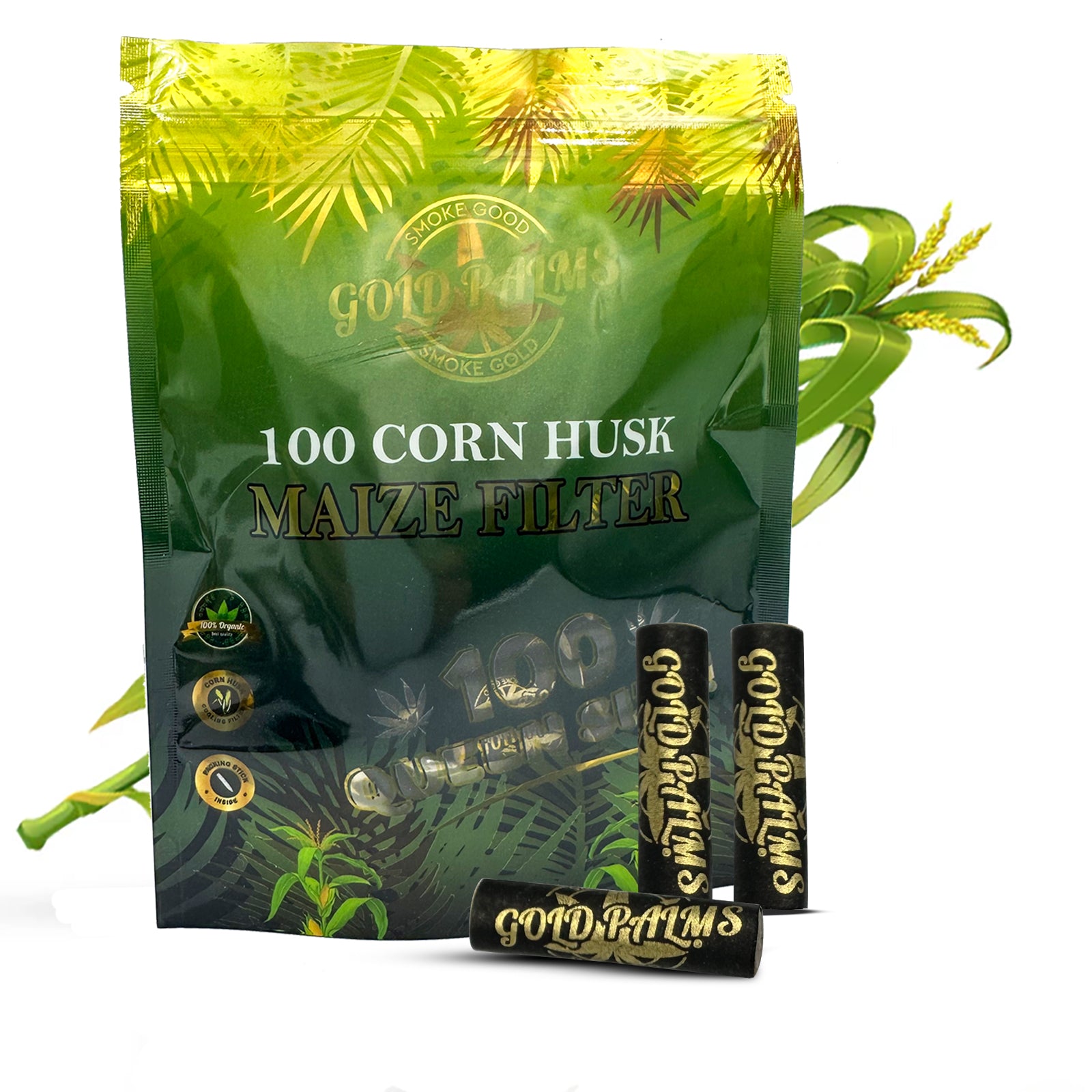GOLD PALMS® Corn Husk Filter Tips - 6 mm