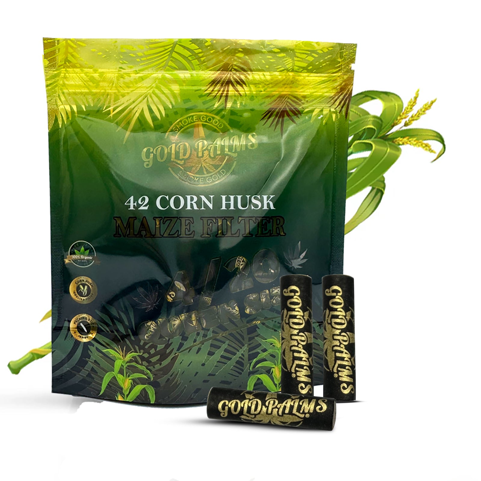 GOLD PALMS® Corn Husk Filter Tips - 6 mm
