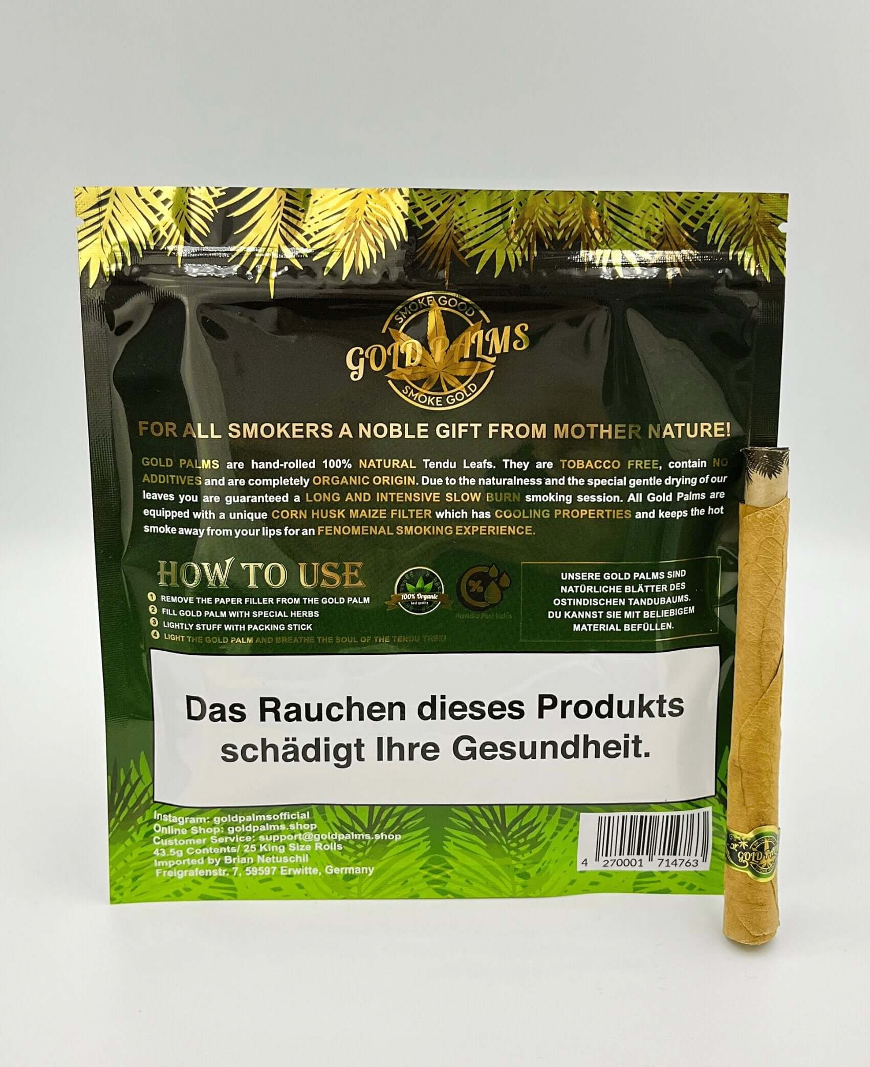 Tendu Blunt Wraps - Gold Palms