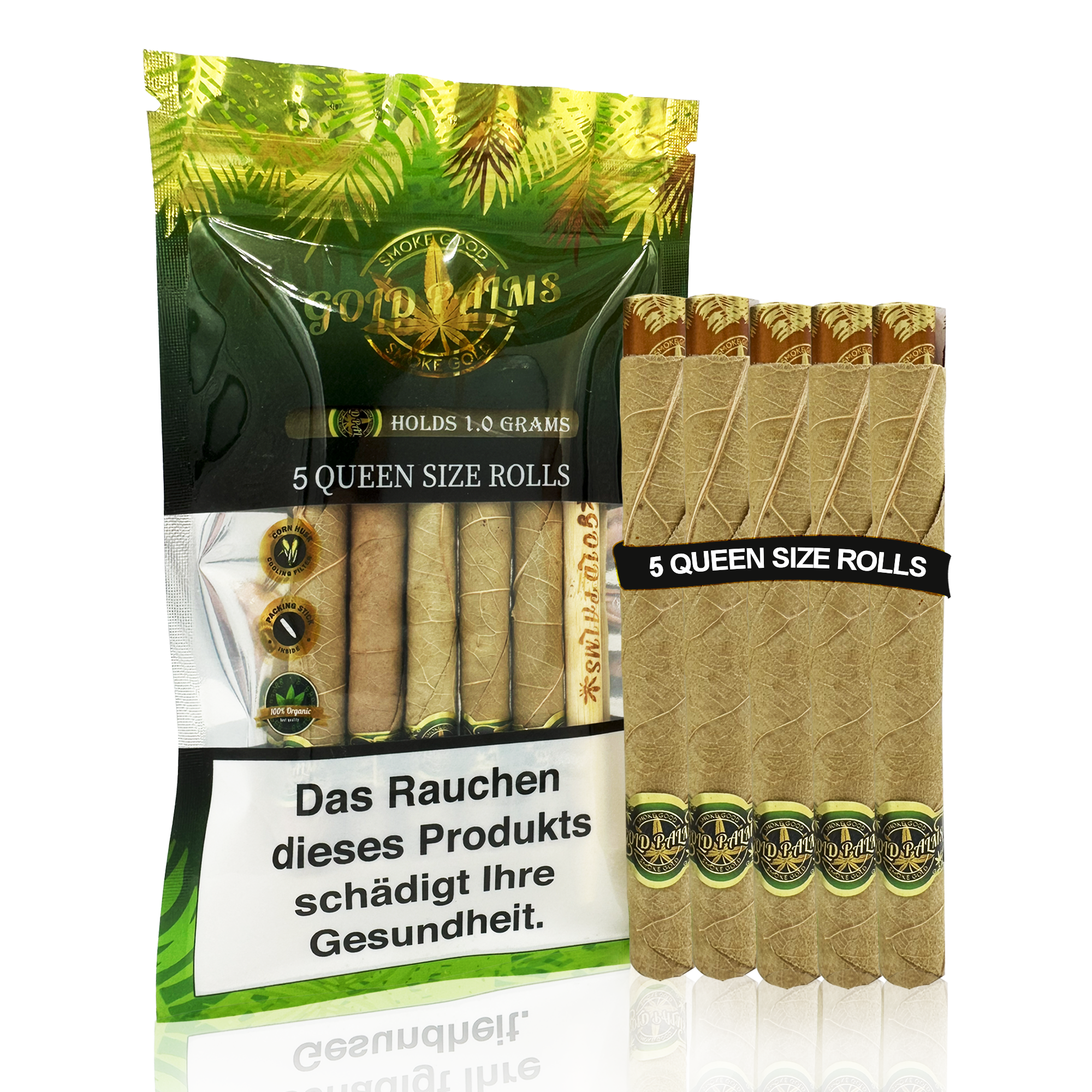 Gold Palms 5er Pack Beedi Blunts – kompakte Packung für den gelegentlichen Genuss, hergestellt aus natürlichen Tendublättern.