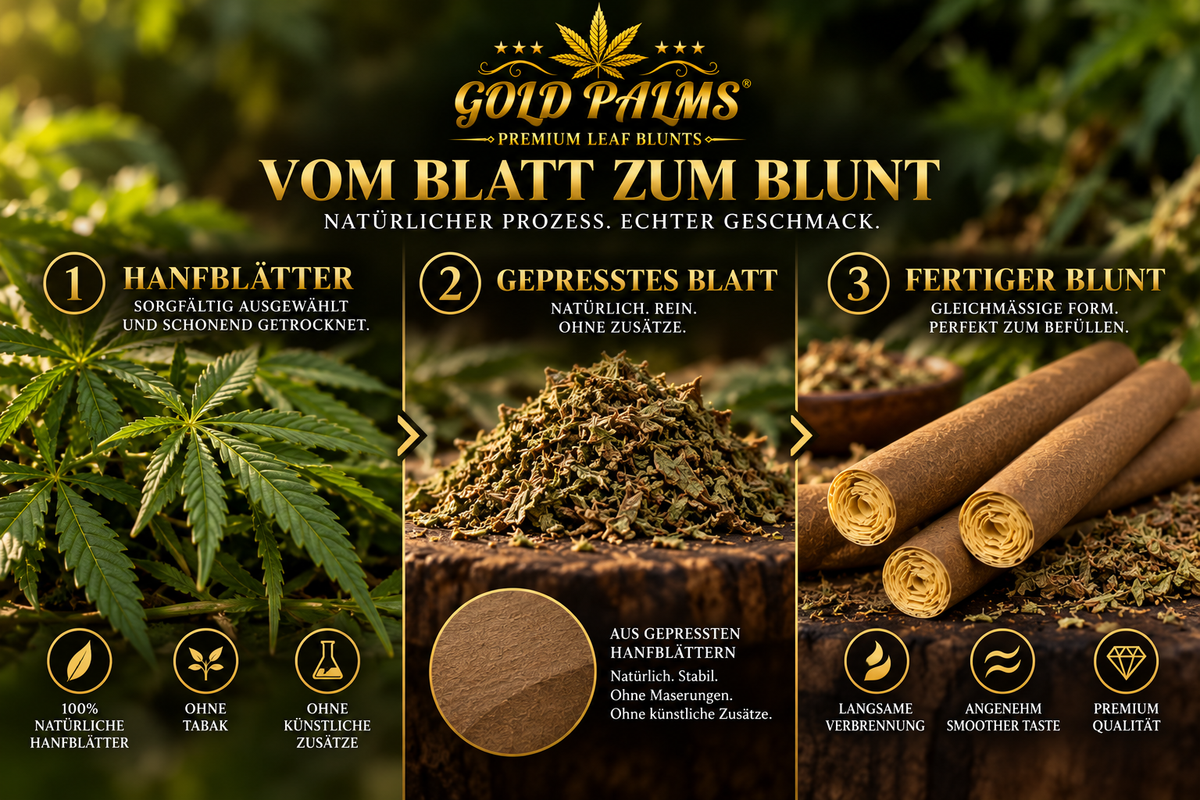 GOLD PALMS® Hemp Blunt Tubes – Detailansicht